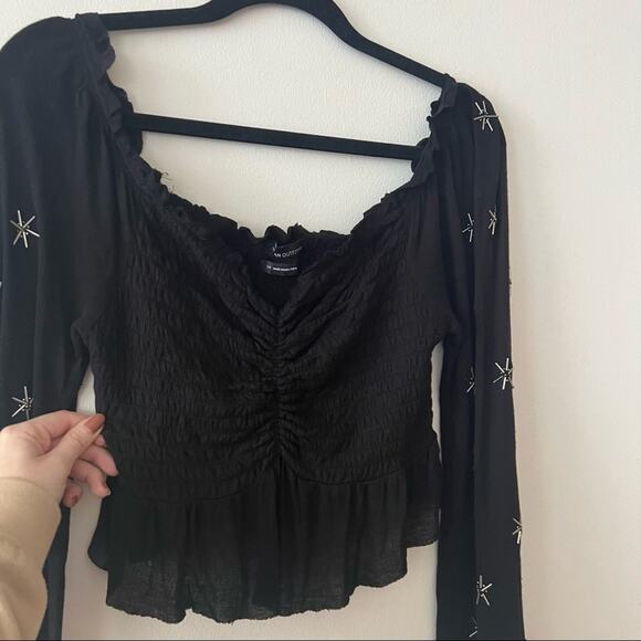 Urban Outfitters Jessa Embellished Beaded Crop Top in Black - Picture 3 of 6